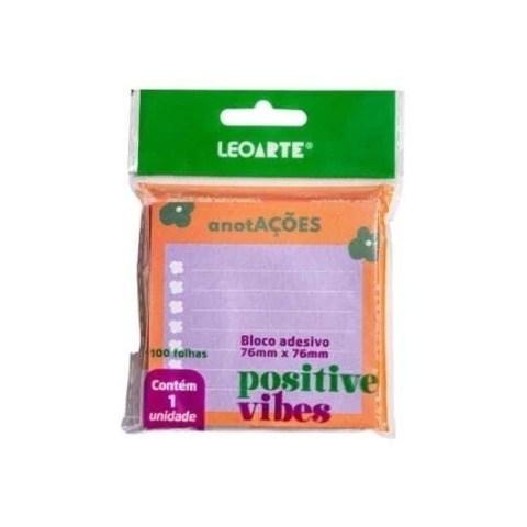 Bloco adesivo leo leo positive vibes anotações 76mm x 76mm
