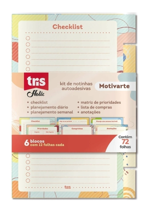 Nota checklist autoadesivas tris holic motivarte c/72 folhas