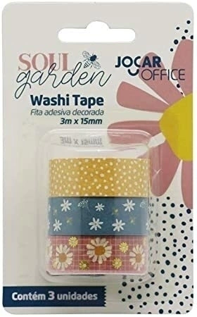 Washi tape jocar office soul garden 3mx15mm c/ 3 rolos