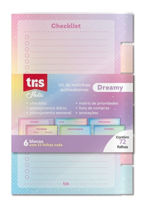 Nota checklist autoadesivas tris holic dreamy c/72 folhas