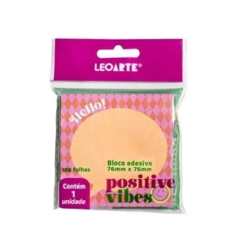 Bloco adesivo leo leo positive vibes 76m x 76mm