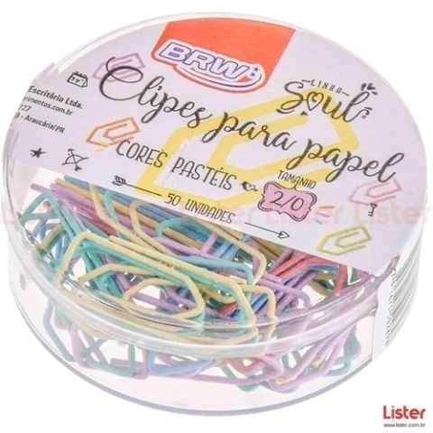 Clipes brw 2/0 tons pasteis c/50 unidades