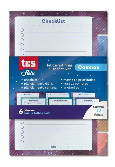 Nota checklist autoadesivas tris holic cosmos c/72 folhas