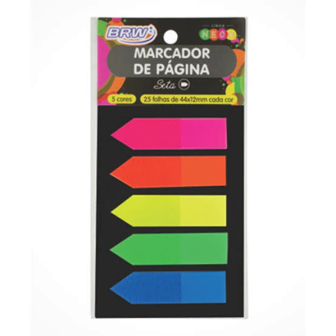 Marcador de páginas brw setas neon c/25 folhas