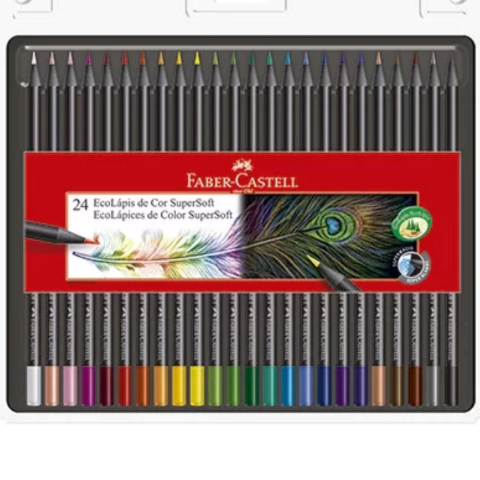 Lápis de cor faber castell super soft 24 cores