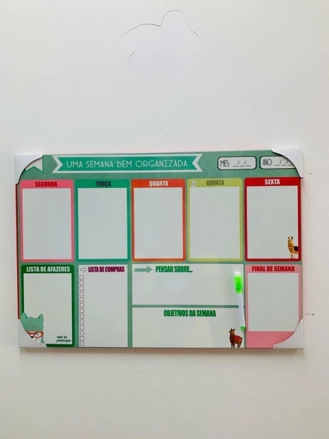 Lousa planner 40x60 metal c/ caneta