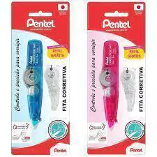 Fita corretiva pentel azul/rosa + refil
