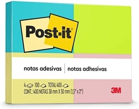 Bloco post it 3m adesivas pastel