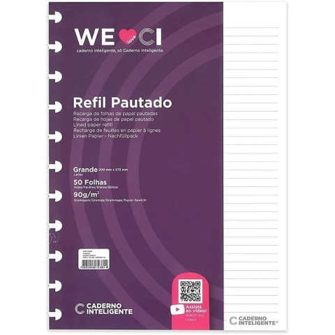 Refil pautado p/ caderno inteligente a4