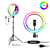 Ring light RGB com suporte para celular, ideal para gravações e selfies.