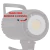 Imagem de um refletor ET-150-D com indicação da trava para remover o difusor.
