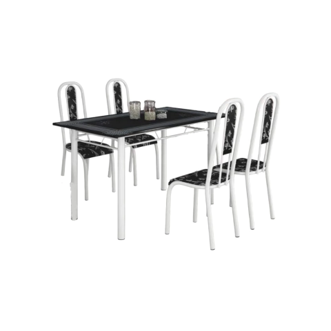 Mesa Madri 120 com 4 Cadeiras - Móveis Teixeira