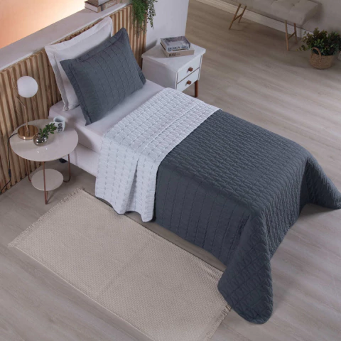 Cobre Leito Diamond Solteiro 02 peças - Grafite - comprar online