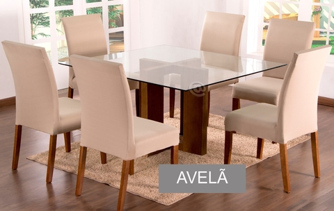 Jogo c 6 Capas de Cadeira em Malha Avelã