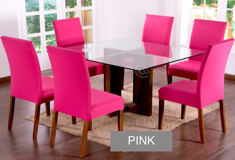 Jogo c 6 Capas de Cadeira em Malha Pink