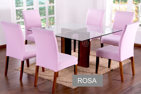 Jogo c 6 Capas de Cadeira em Malha Rosa