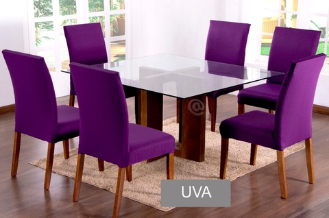 Jogo c 6 Capas de Cadeira em Malha Uva