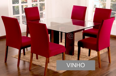 Jogo c 6 Capas de Cadeira em Malha Vinho