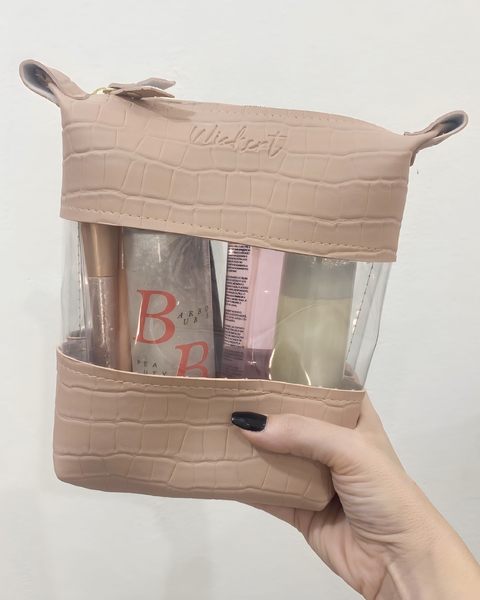 Necessaire Trapézio Com Visor e Textura Croco - NECEWICKERT TRAPÉZIO CROCO