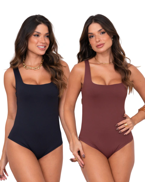 Kit 2 Body Regata Decote Quadrado em Poliamida Premium Liz na internet