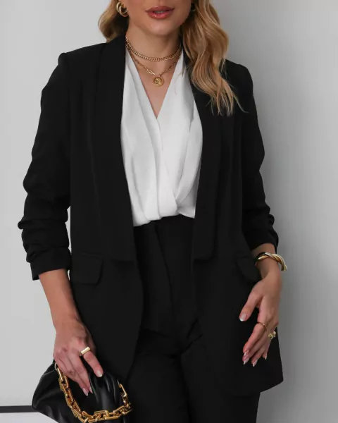 Blazer de Alfaiataria Alongado Manga Franzida Patricia - comprar online