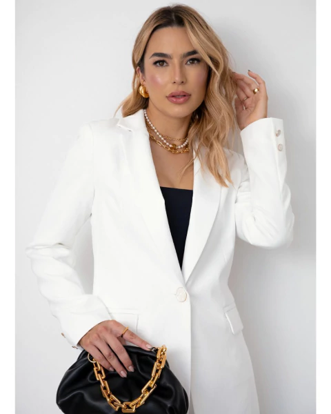 Blazer de Alfaiataria Alongado com Botões Madreperola Stella