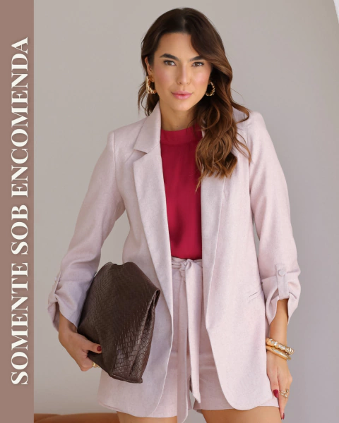 Blazer de Alfaiataria Alongado com Manga 7/8 com Linho Lavinia - comprar online