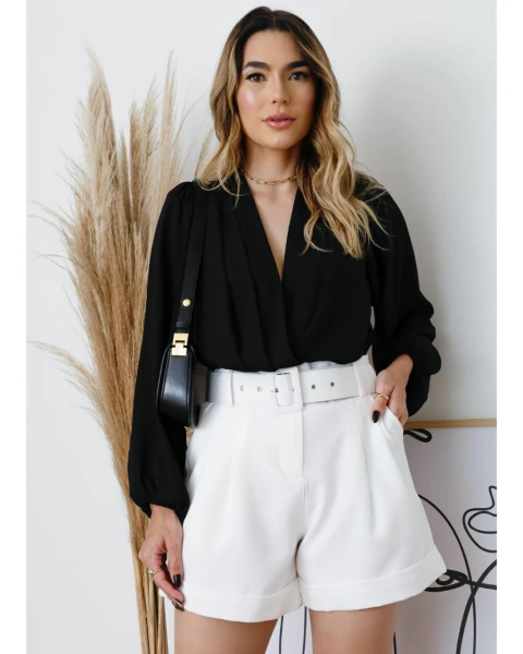 Shorts de Alfaiataria Forrado com Cinto Natália - comprar online