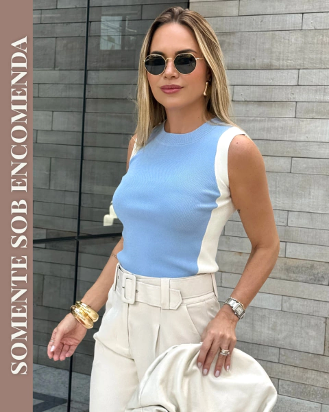 SOB ENCOMENDA - Regata de Tricot Modal Bicolor Eva - comprar online