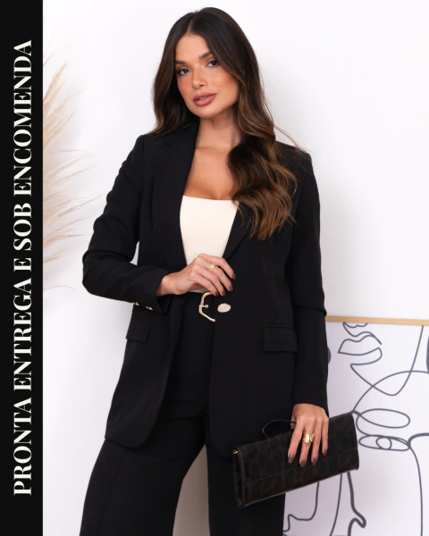 Blazer de Alfaiataria Alongado com Botões Madreperola Stella - comprar online