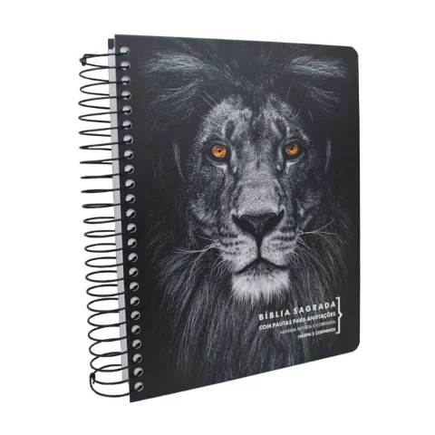 biblia-sagrada-com-espaco-para-anotacoes-rc-com-harpa-avivada-e-corinhos-leao-preto-e-branco-editoras-ebenezer-e-cpp-sku-44371- 2