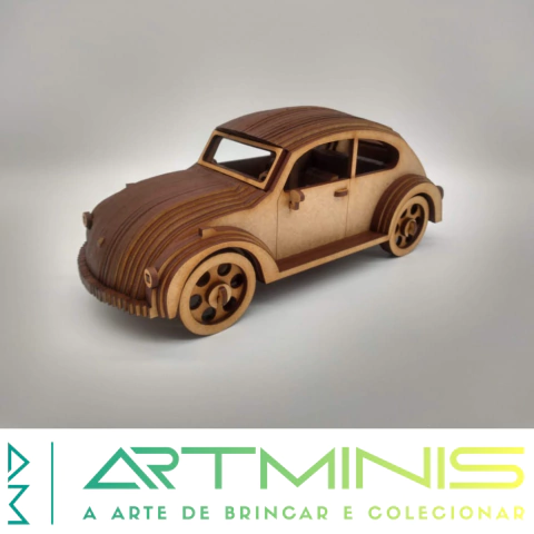 FUSCA CLÁSSICO EM MDF SEM PINTURA MONTADO