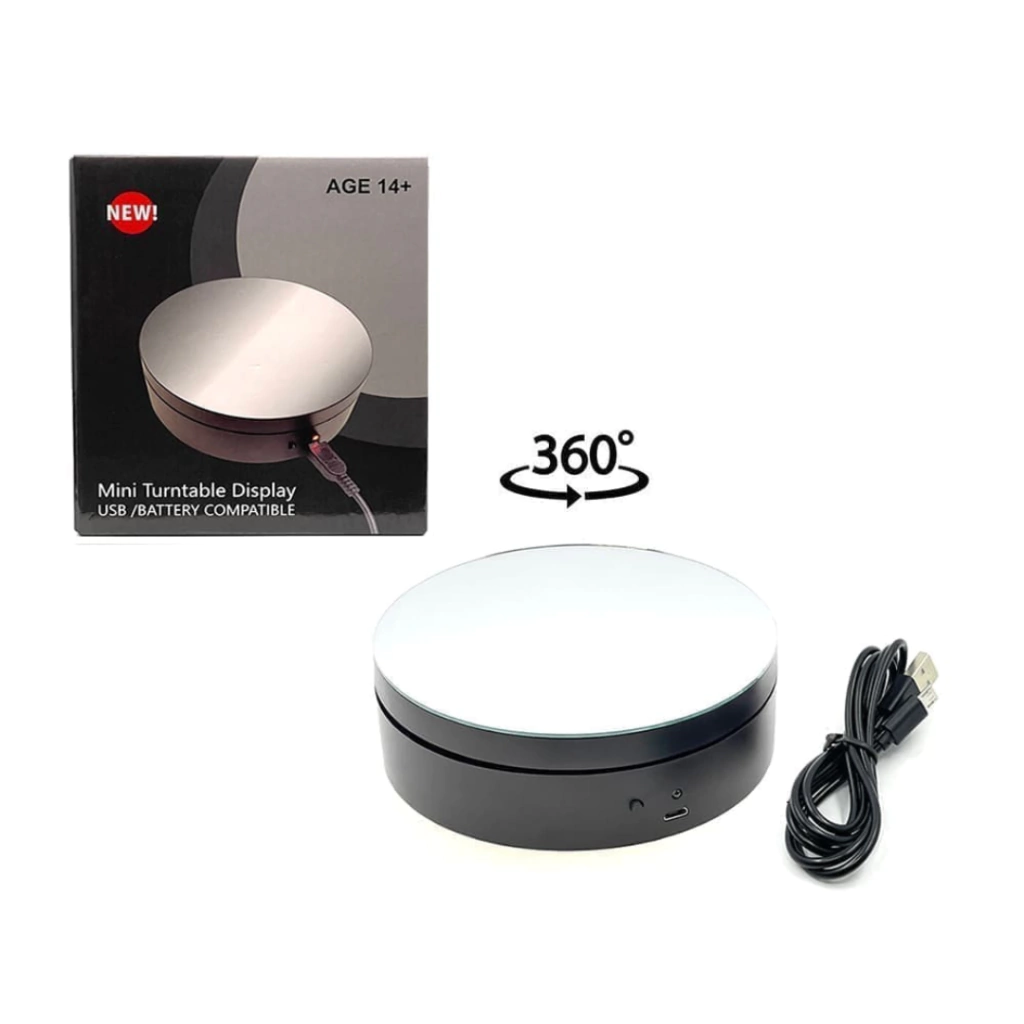 EXPOSITOR PARA MINIATURAS COM PLATAFORMA GIRATORIA COM A BASE DE ESPELHO - 120mm
