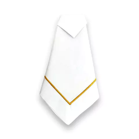 Guardanapo Bossa em Algodão Branco com Bainha Bordado Dourado