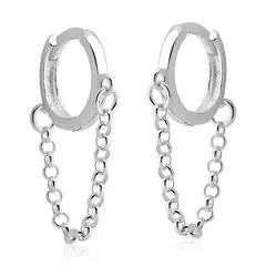 Brinco Argola Click C/ Corrente Prata 925