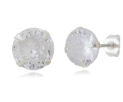 Brinco Zircônia Redondo 8mm Prata 925 - comprar online