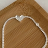 Pulseira Riviera Coração Cravejado Prata 925