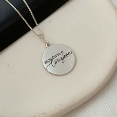 Colar Seja Forte e Corajosa Mod 2 Prata 925