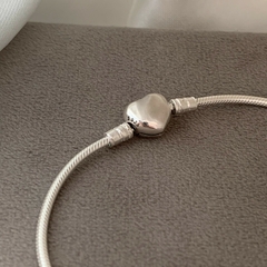 Pulseira P/ Berloques Fecho Coração Prata 925
