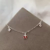 Pulseira Infantil Borboleta Vermelha Prata 925