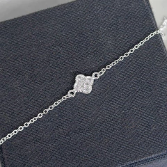 Pulseira Elo Português C/ Trevo Cravejado Prata 925 - comprar online
