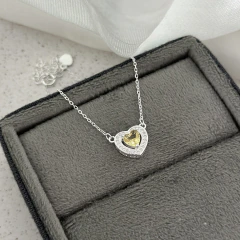 Colar Coração Cravejado Yellow Prata 925 - comprar online