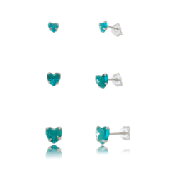 Trio Zircônia Coração Turmalina Prata 925 - comprar online