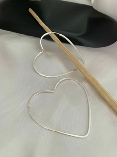 Argola Coração Fio Quadrado 50mm Prata 925