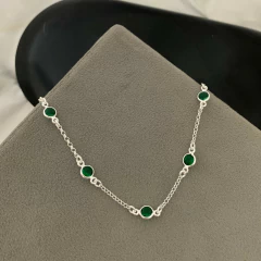 Pulseira Zircônia Redonda Verde Prata 925