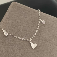 Pulseira Infantil Coração Pendurado Prata 925