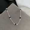 Pulseira Zircônia Coração Preto Prata 925