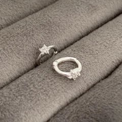 Piercing Argola C/ Flor Cravejada Prata 925