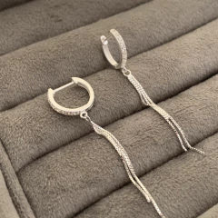 Argola Click Cravejada C/ Veneziana Prata 925