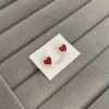Brinco Zircônia Coração Embutido Vermelho Prata 925